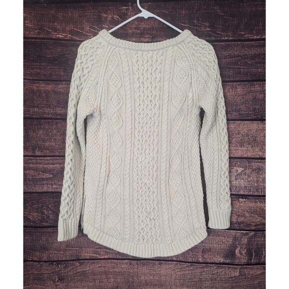 LL Bean Signature Ivory Fisherman Cable Knit Sweater Cotton Size Womens XS - Picture 3 of 10